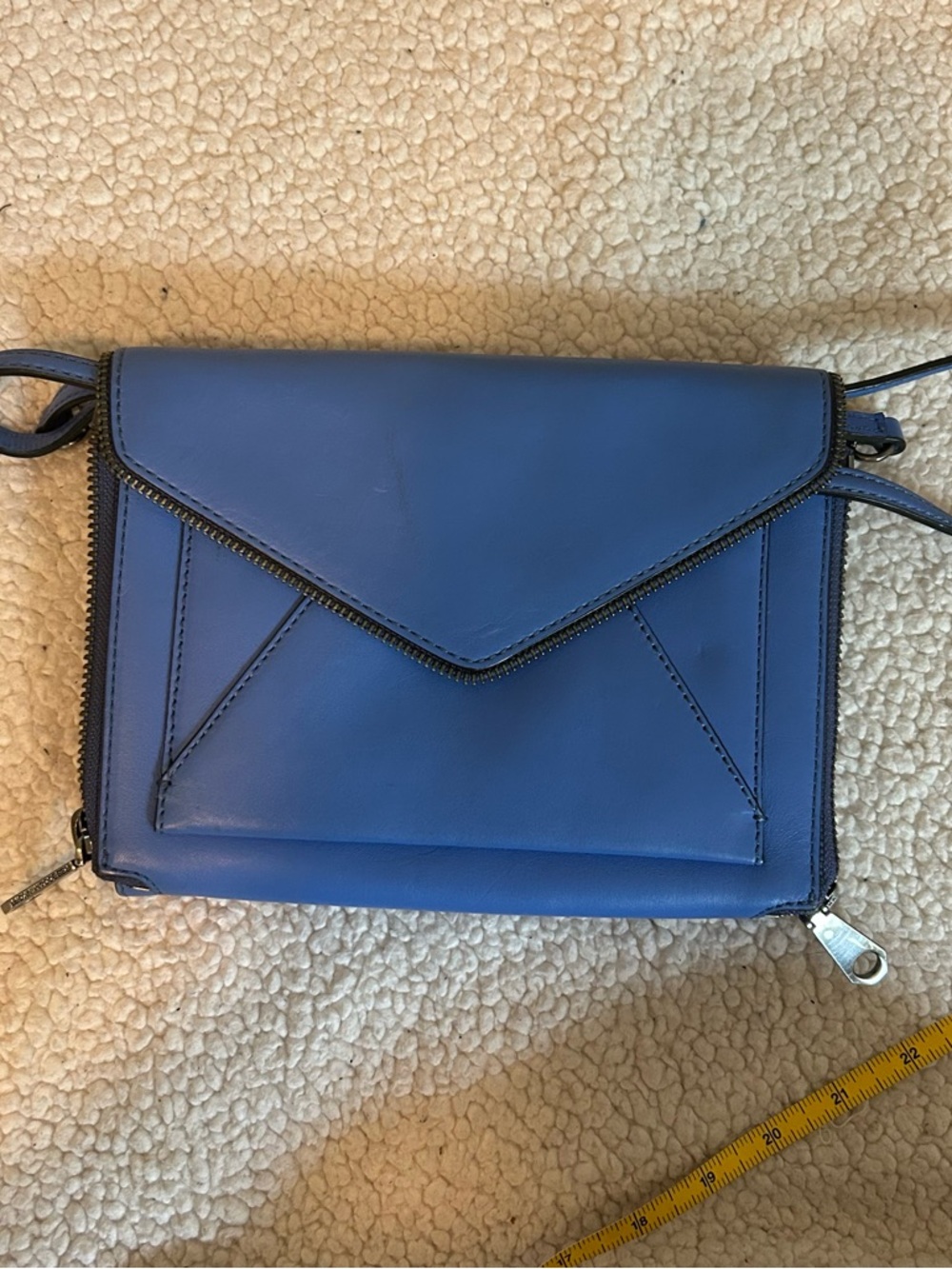 Rebecca Minkoff Blue Envelope Crossbody with Zipper Trim